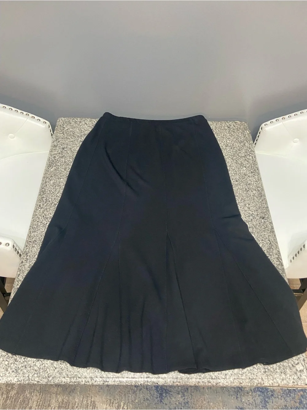 EILEEN FISHER Womens Long Black Trumpet Skirt Italian Wool Blend Flare Maxi L - Picture 7 of 15